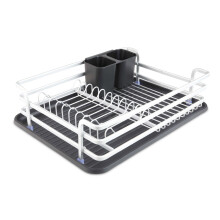 Tower Aluminium Dishrack, Removable Cutlery Holder, Removable Rack & Drip-Tray, Stainless Steel T814006BLK