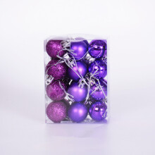 (Purple) 24Pcs 3cm Christmas Xmas Tree Balls Party Ornament Baubles Dec.