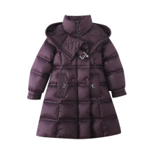 (Purple, 8-9Years) Kids Girls Coat Hooded Parka Jacket Warm Long UK