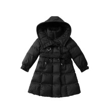 (Black, 10-12Years) Kids Girls Coat Hooded Parka Jacket Warm Long UK