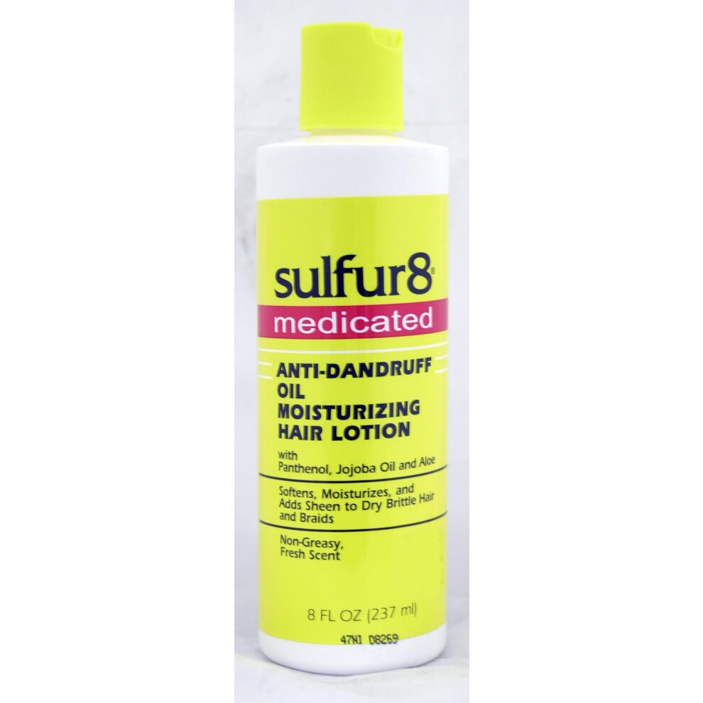 Sulfur 8 Medicated Anti-Dandruff Oil Moisturizing Hair Lotion 8 oz