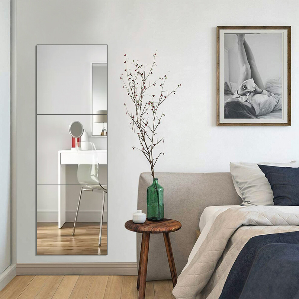 (3pcs, 30*30cm) Acrylic Adhesive Wall Mirror Tiles