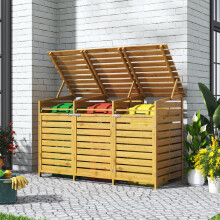 Garden Sanctuary Outdoor Spruce Wood Trash Can Storage Shed