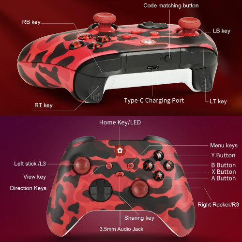 Xbox One Controller, Xbox Wireless Controller for Xbox Series X&S/Xbox One/Elite/Windows 7/8/10 2