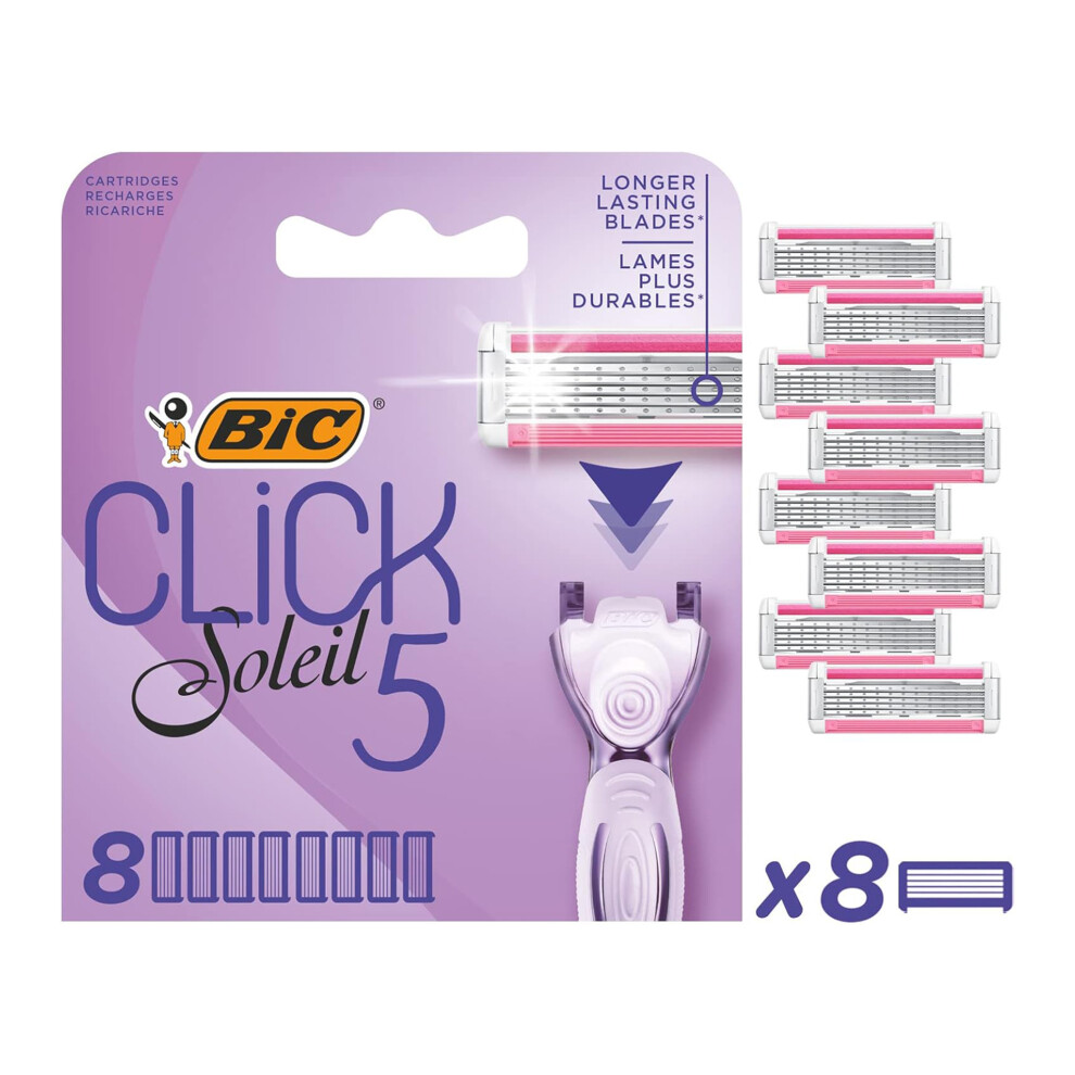 BIC Soleil Click 5 Razor Refills Aloe Vera Vitamin E Pack of 8