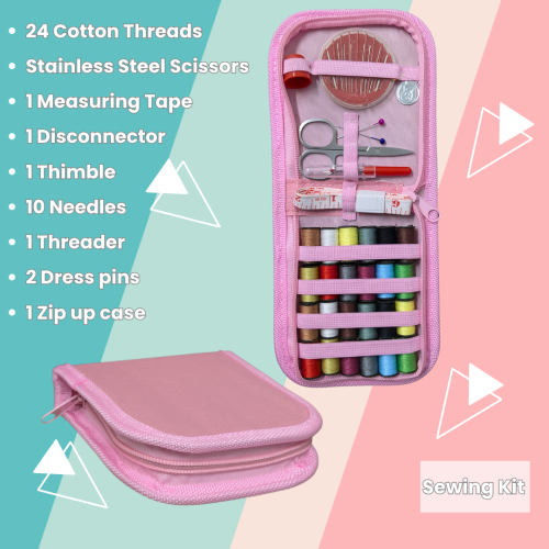 Pink Travel Sewing Kit Needle Thread Scissors 2
