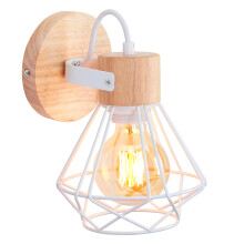 Metal Wall Light Retro Wall Lamp Wood Wall Lamp White Indoor Wall Lamp E27 Modern Wall Lamp Diamond Cage Wall Lamp