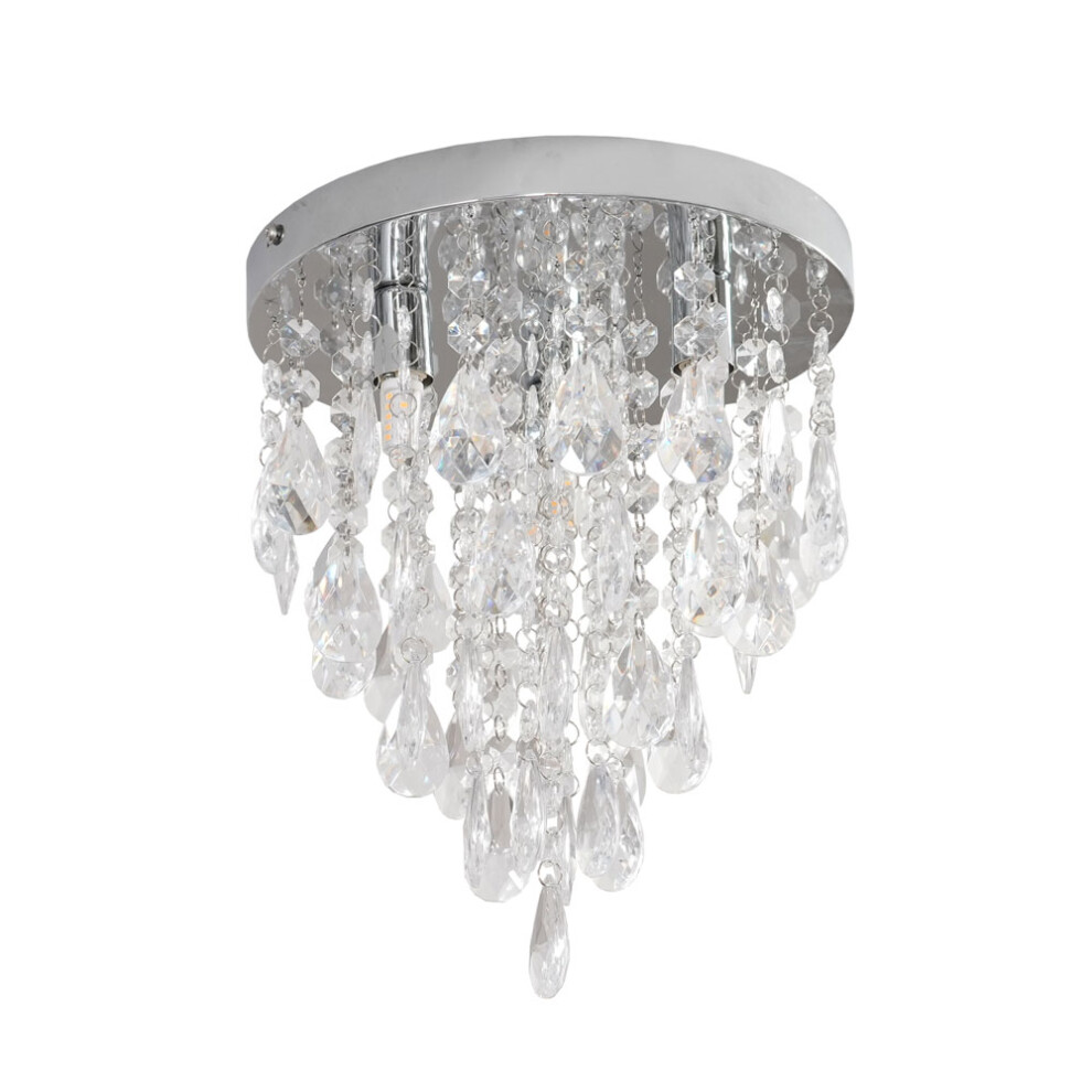 ValueLights Lara Chrome Flush Chandelier Style Droplet Ceiling Light