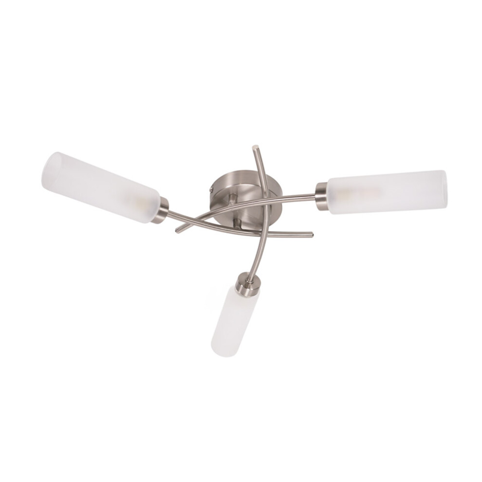 ValueLights Maya Chrome 3 Way Curved Cross Over Flush Ceiling Light