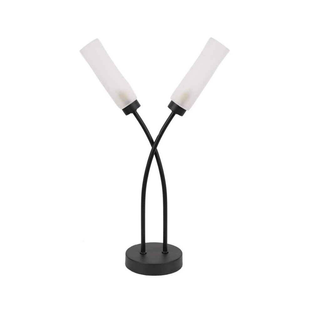 ValueLights Maya Black 2 Way Curved Cross Over Reed Shaded Table Lamp