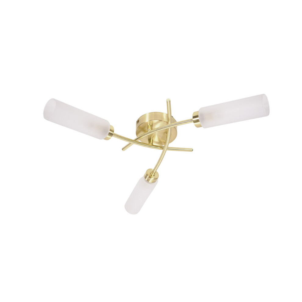 ValueLights Maya Gold 3 Way Curved Cross Over Flush Ceiling Light