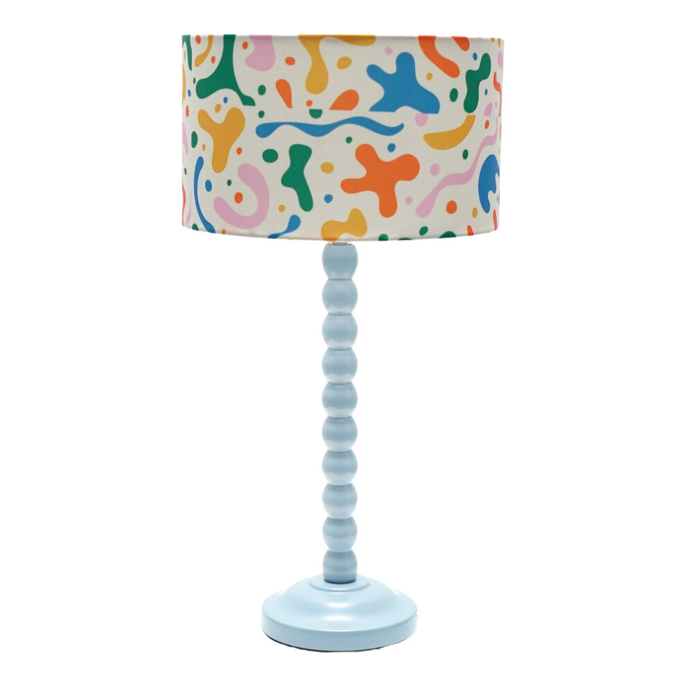 ValueLights Bobbins Powder Blue Table Lamp with Abstract Drum Shade