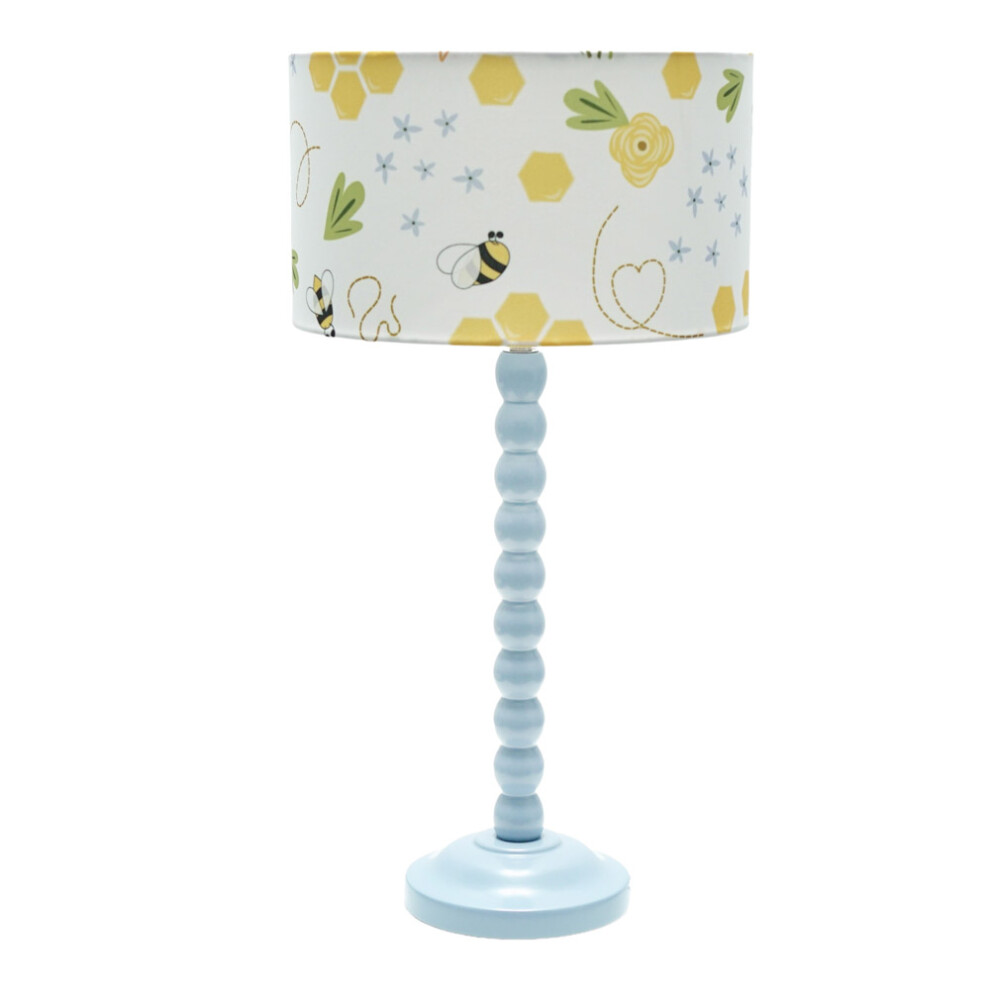 ValueLights Bobbins Bee Lamp Shade Powder Blue Table Lamp and Bulb