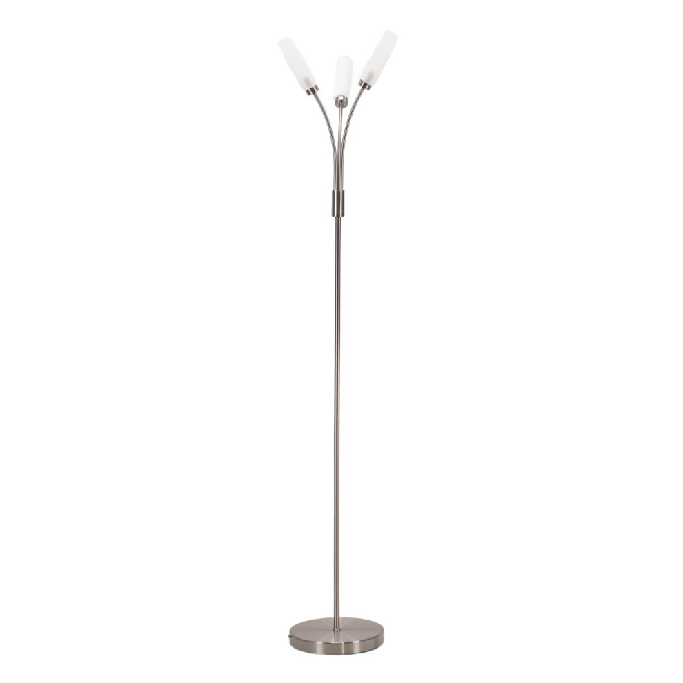 ValueLights Maya Chrome 3 Way Curved Arm Upright Floor Lamp & Bulbs