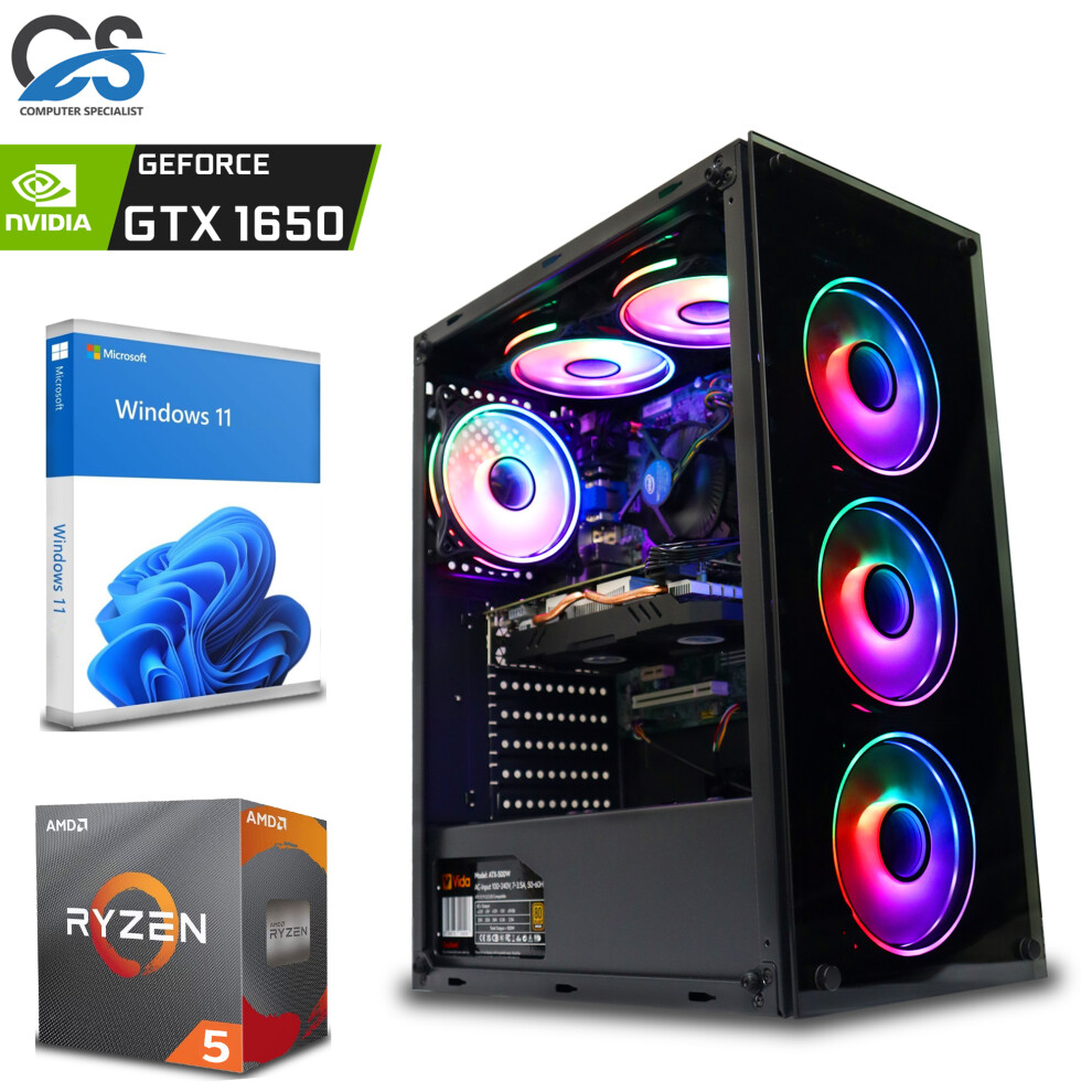 Fast Gaming PC AMD Ryzen 5 4500 16GB DDR4 GTX 1650 1TB + 128GB SSD W11