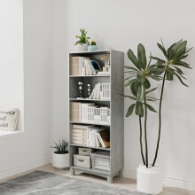 (5-tier, Ash Grey) 5/6 Tier Bookcase Shelves Wooden Storage Display Unit Stand
