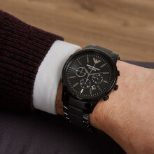EMPORIO ARMANI AR1451 MENS WATCH BLACK STRAP BLACK DIAL BLACK CASE