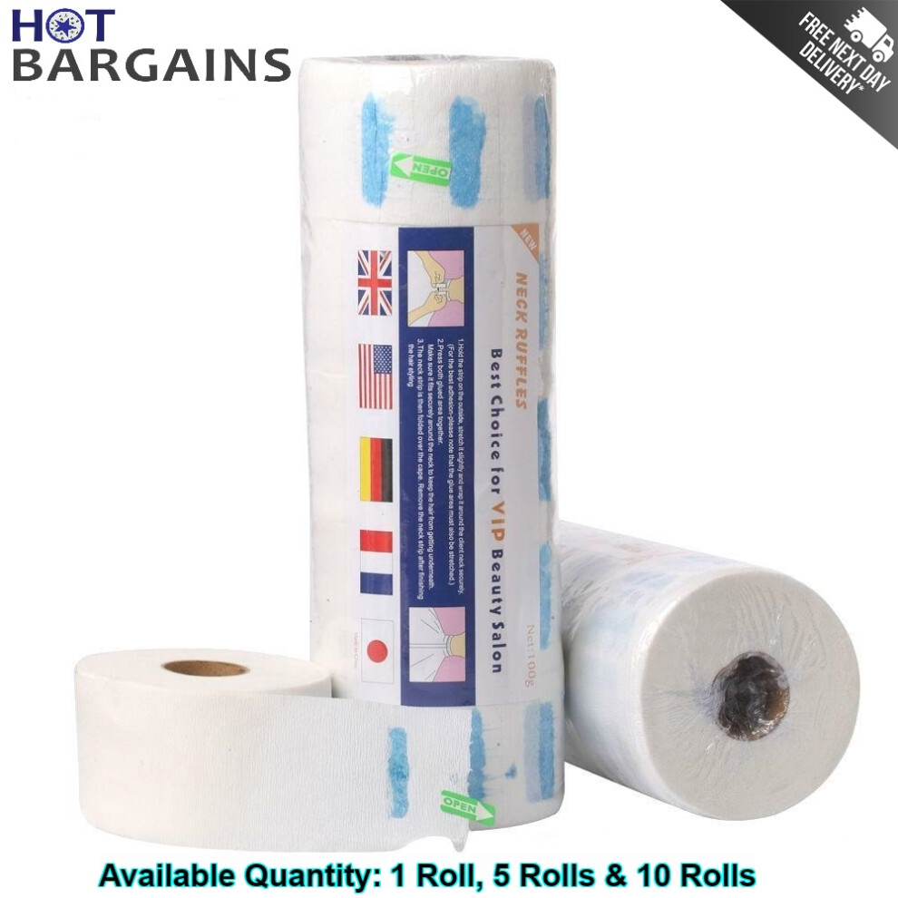 Hot Bargains 5 Rolls Disposable Hair Cutting Neck Ruffles Strips Roll, Hygiene Salon Paper Strip