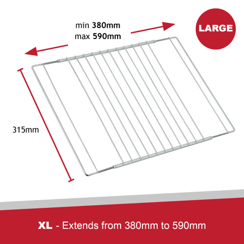 SPARES2GO SPARES2GO Large Oven Shelf Adjustable Width No Gaps UNIVERSAL Extendable Lock Grill 590mm x 2 1