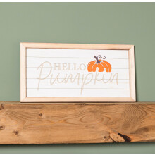 46cm Hanging Hello Pumpkin Wooden Autumnal Decorative Sign Wall Art