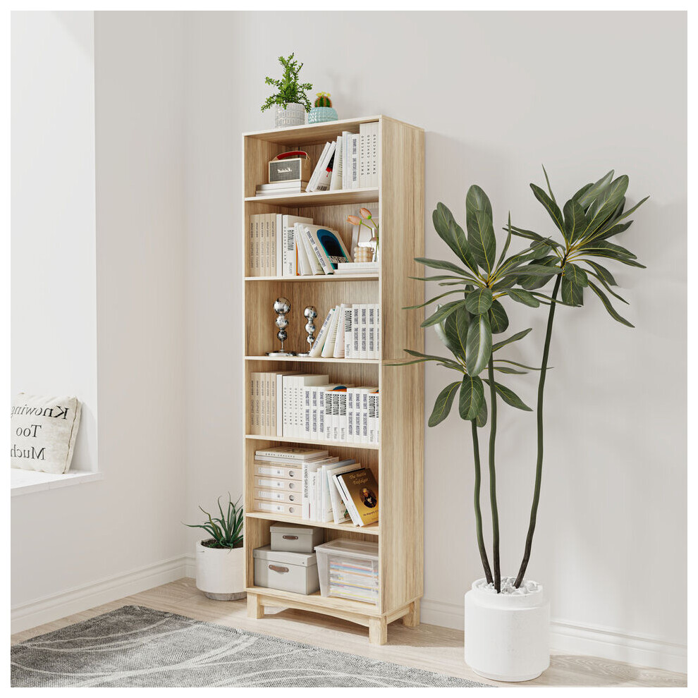 Urbn Living (6-Tier, Oak) 5/6 Tier Bookcase Shelves Wooden Storage Display Unit Stand