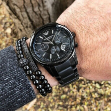 EMPORIO ARMANI AR1452 MENS WATCH BLACK STRAP BLACK DIAL BLACK CASE