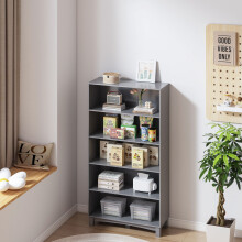 (5-tier Wide, Grey) 5/6 Tier Bookcase Shelves Wooden Storage Display Unit Stand