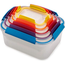 Joseph Joseph Nest Lock, 5 Piece Plastic Food Kitchen Storage Container set with lids, Leak Proof, Airtight, Space Saving, BPA free- Multicolour