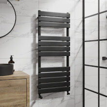 (Black, 1200 x 500mm) Heatsync Bathroom Heated Towel Rail Radiators Central Heating Radiators