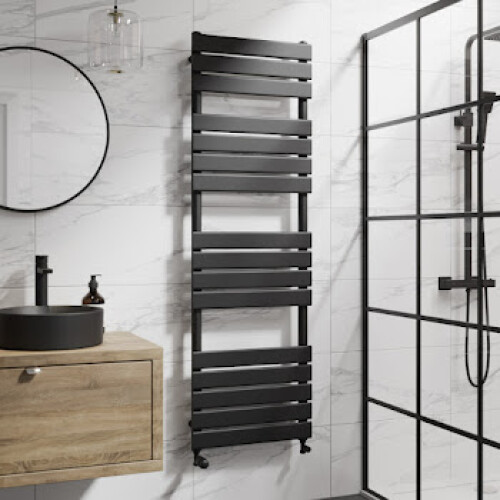 (Black, 1600 x 500mm) Heatsync Bathroom Heated Towel Rail Radiators Central Heating Radiators