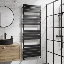 (Black, 1600 x 600mm) Heatsync Bathroom Heated Towel Rail Radiators Central Heating Radiators