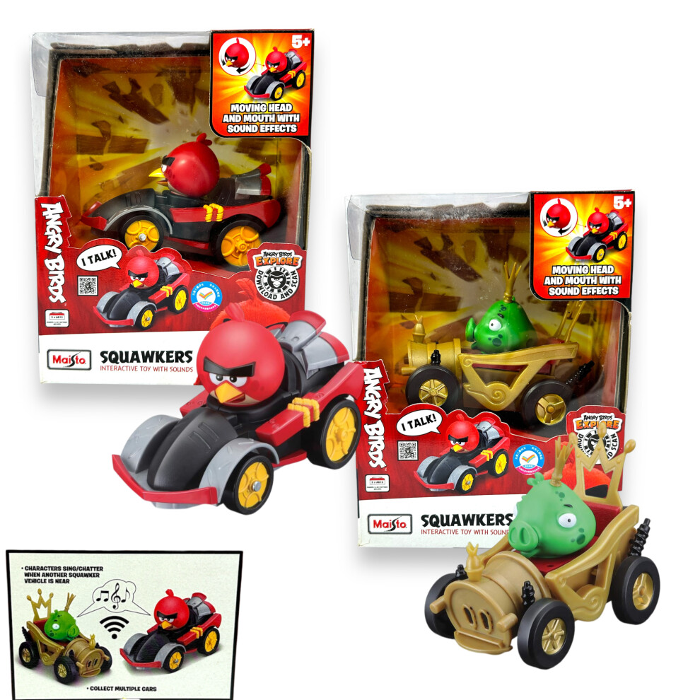 (Set of Both Red & Green) RED or GREEN ANGRY BIRDS SQUAWKERS Interactive Car