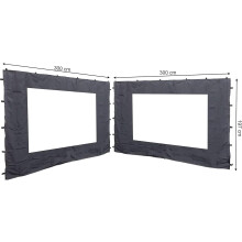 QUICK STAR 2 Side Panels with PE Window 300x197cm Anthracite for Gazebo 3x3m