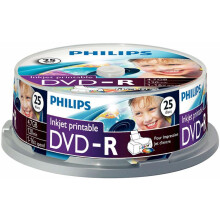 PHILIPS - 16x Speed Inkjet Printable DVD-R Blank DVDs - Spindle 25 Pack