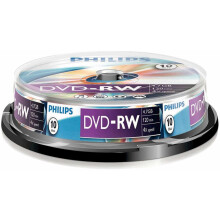 PHILIPS - 4x Speed DVD-RW Blank DVDs - Spindle 10 Pack