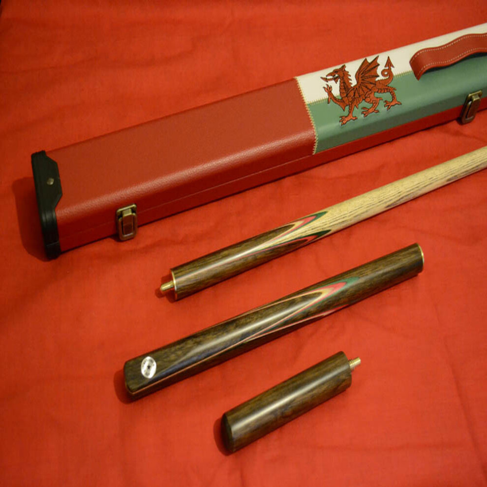 Handcrafted Welsh Themed Snooker Cue set with 3/4 piece Ash Shaft