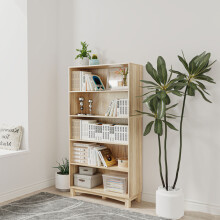 (5-tier Wide, Oak) 5/6 Tier Bookcase Shelves Wooden Storage Display Unit Stand
