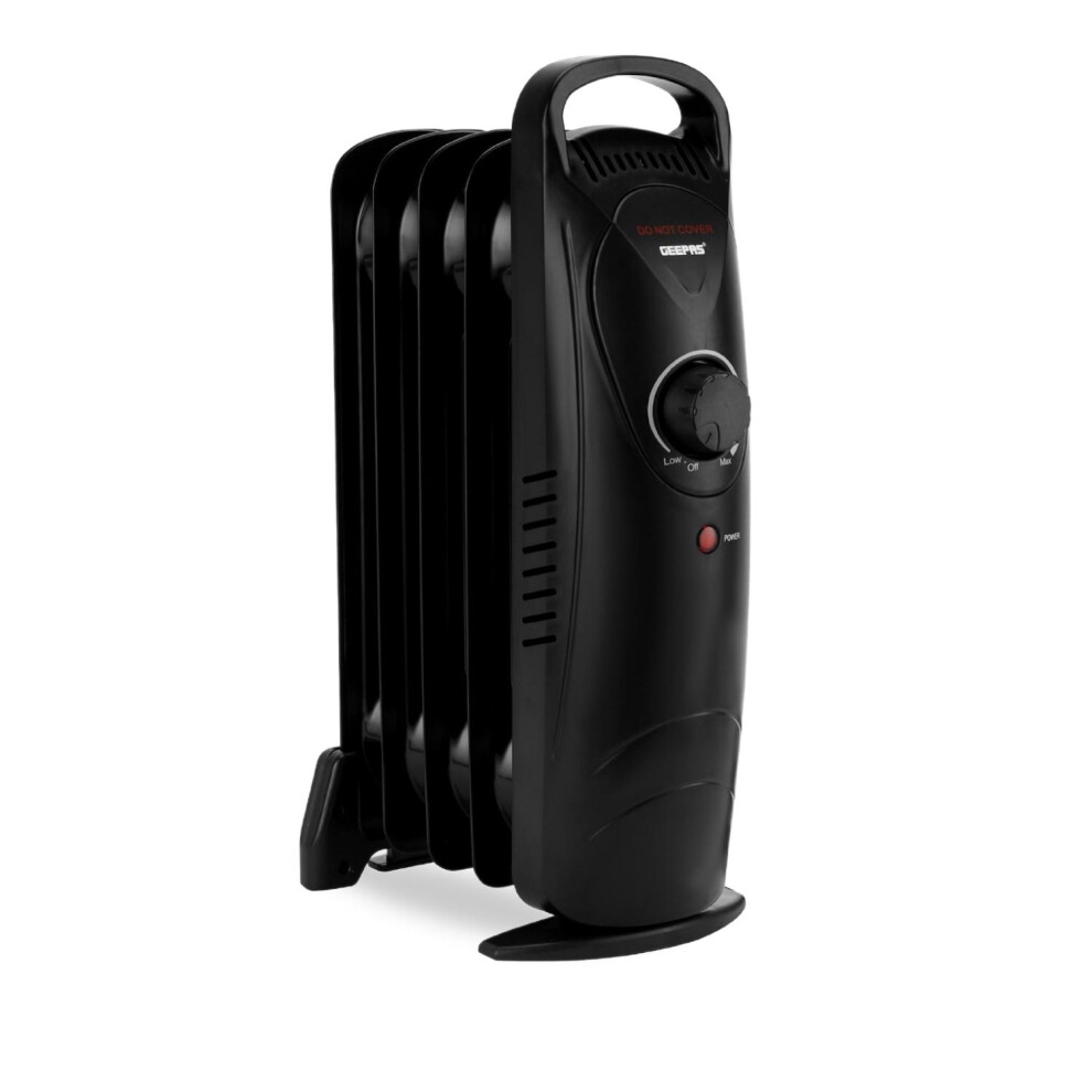(Black) Geepas 5 Fin Oil Filled Radiator Heater 450W
