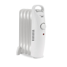 (White) Geepas Oil Filled Radiator Heater 450W, 5 Fin | Mini Portable Electric Heater Safety Cut-off Overheat Protection Energy Efficient Heating