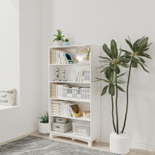 (5-tier Wide, White) 5/6 Tier Bookcase Shelves Wooden Storage Display Unit Stand
