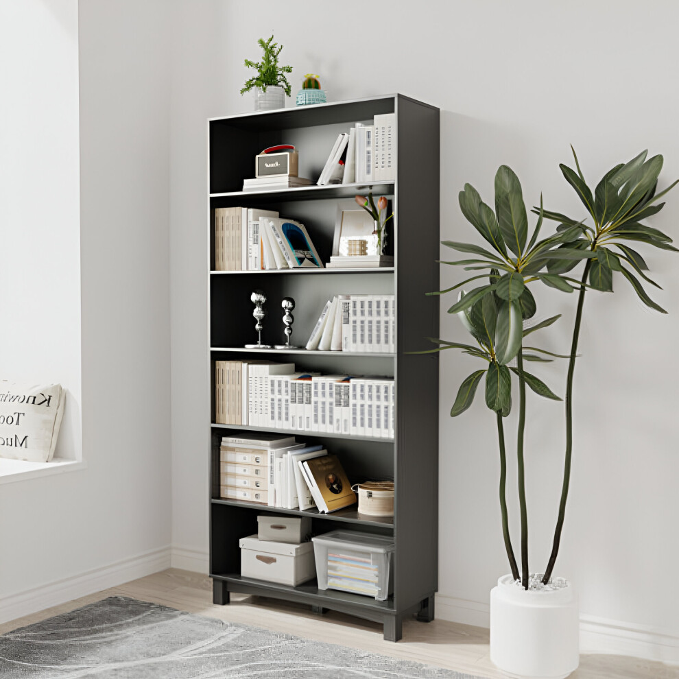 Urbn Living (6-Tier Wide, ) 5/6 Tier Bookcase Shelves Wooden Storage Display Unit Stand Black