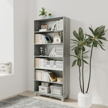 (6-tier Wide, Ash Grey) 5/6 Tier Bookcase Shelves Wooden Storage Display Unit Stand
