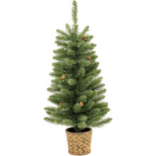 3ft Craford Blue Pine Christmas Tree Pine Cones in Gold Resin Pot