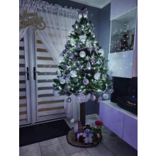 Elegant Artificial Christmas Tree on Real Pine Trunk - Holiday Decor
