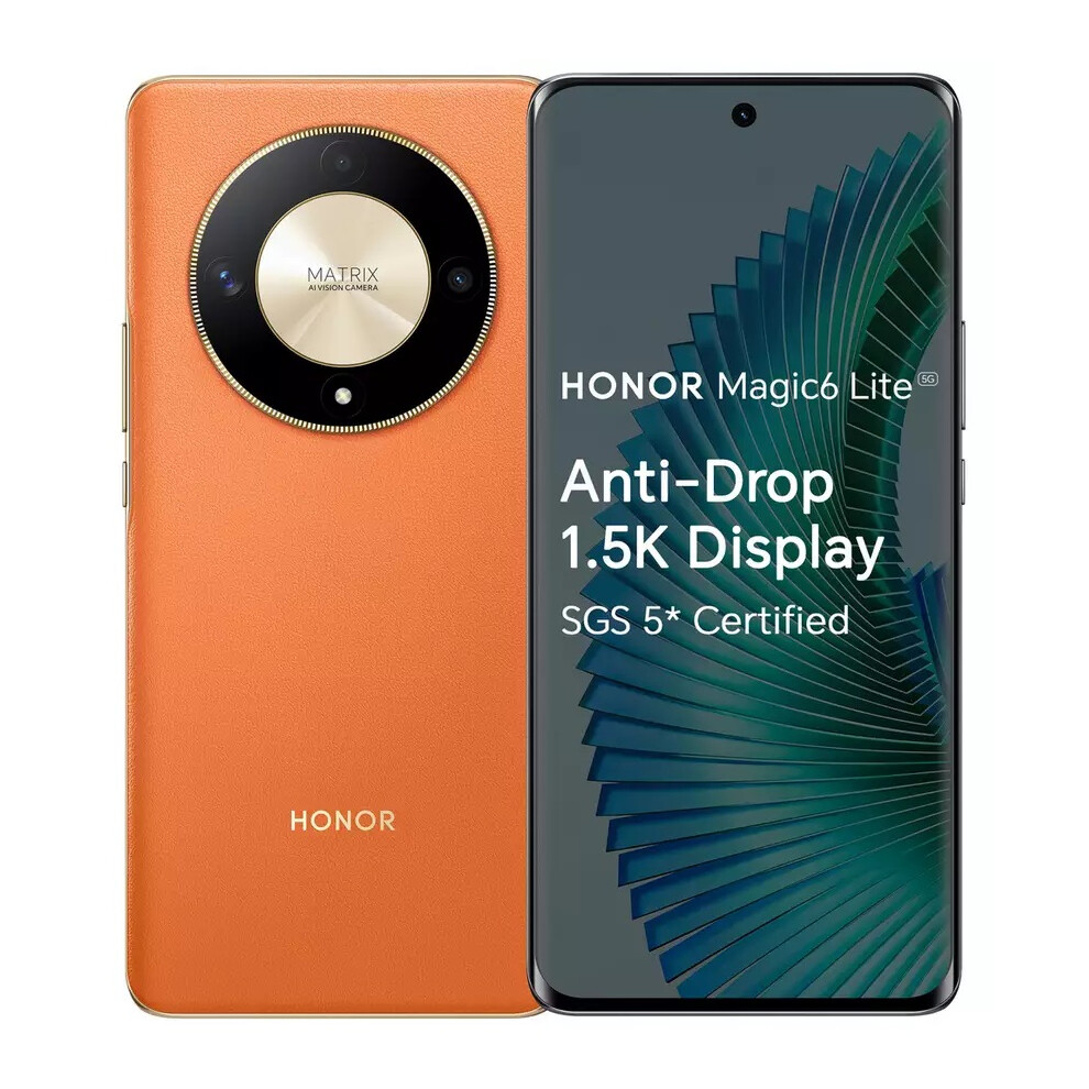 Honor 5G Smartphone Magic 6 Lite 6.8" 8Gb Ram 256Gb Sim Free Sunrise Orange