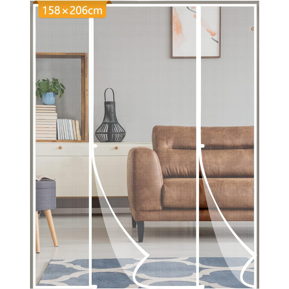 Yotache Fly Screen Door 158 X 206 Cm, Reinforced Polyester Double Door Screen Curtain For Sliding Door Patio Door Keep Fly Bug Out, White 90311369