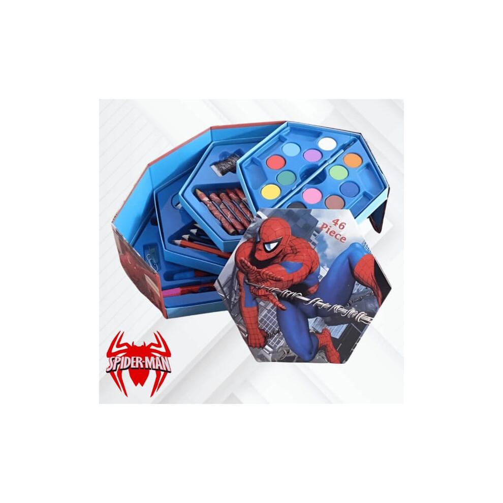 spiderman 46 pcs colouring crayon pen art set for kids