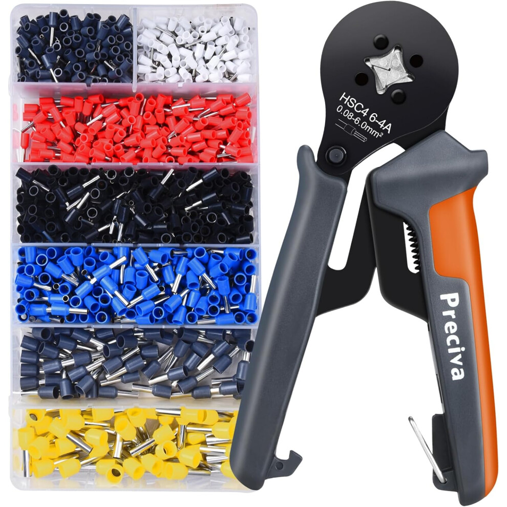 Preciva Ferrule Crimper Plier Kit, AWG28-10/0.08-6mm² Ferrule Crimping Tool Kit, Wire Crimping Tool with 1200 Wire