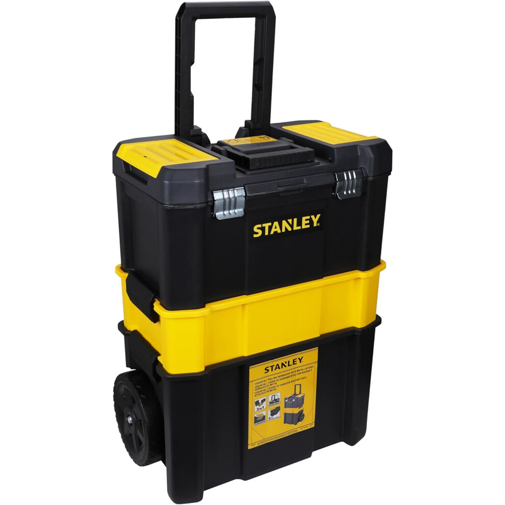 STANLEY Essential Rolling Workshop Toolbox, 3 Tier Stackable Units, STST1-80151