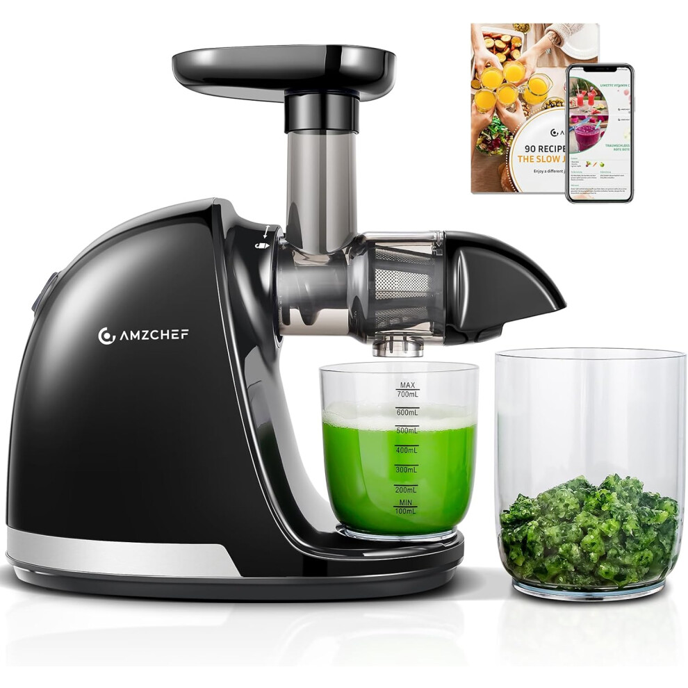 (Black) - Cold-pressed slow juicer - Masticating juicer for whole fruits and vegetables - Fine chewing, no filtering required - BPA-free juicer